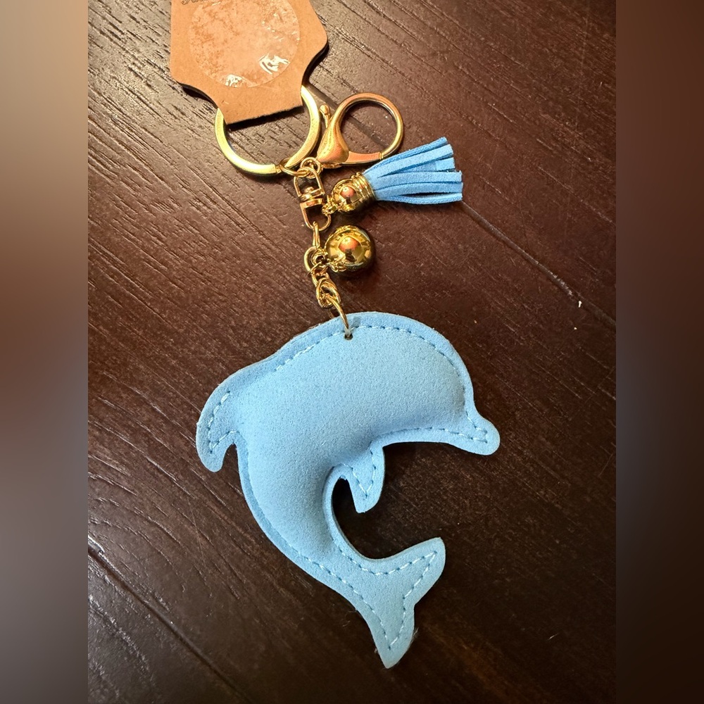 Blue Rhinestone Dolphin Keychain - Picture 3 of 3